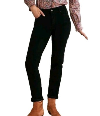 Boden Women Corduroys Pants Jeans Black Skinny Size UK 12 R US 8 R Medium NEW 