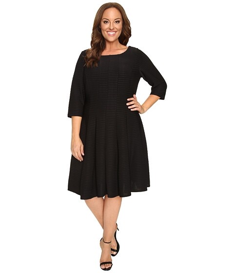 Christin Michaels 3/4 sleeve Fit and Flare Dress Color Black 146008 Sz 14