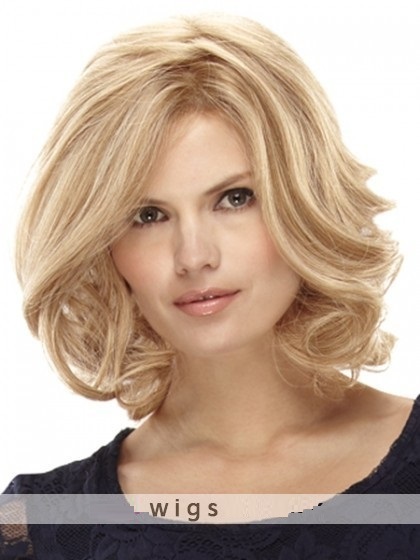 Graceful Blonde Shoulder Length Naturally Curly Wigs Hair Ebay