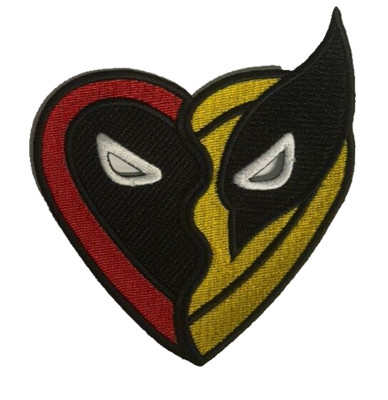 Deadpool and Wolverine Heart 4.0x3.5 Inch Iron on Sew on Patch