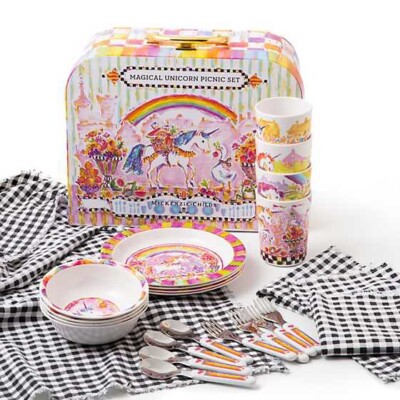 Brand New Mackenzie Childs Magical Unicorn Picnic Set