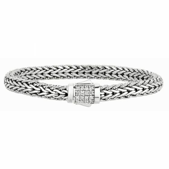Pre-owned Phillip Gavriel Designer White Sapphire Bracelet Weave Design 7.50" Or 8.25"