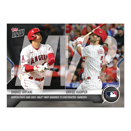 Shohei Ohtani Bryce Harper 2021 MLB TOPPS NOW Card OS-42 AL