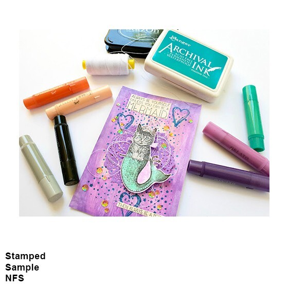 CAT MERMAID Rubber Stamp, Cat Stamp, Ocean, Fish, Beach, Fantasy, Crown,Princess