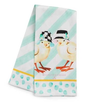 Brand New Mackenzie Childs Spring Chicks Dish Towel