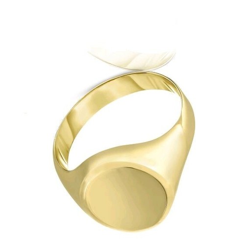 Pre-owned Teachers Jewelry 14k Yellow Gold Signet Ring Oval Shape Diamond Cut Edge Size 7 Engravable