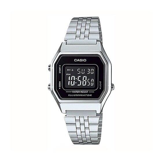 Orologio Polso CASIO LA680WA-1BDF Digitale Unisex Vintage Silver Quad Nero lac