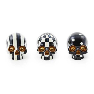 Brand New Mackenzie Childs Courtly Mini Skulls, Set of 3