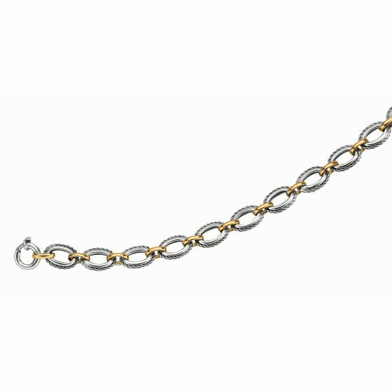Pre-owned Phillip Gavriel Designer Oval Link Toggle Necklace 18k Gold Sterling Silver 18"