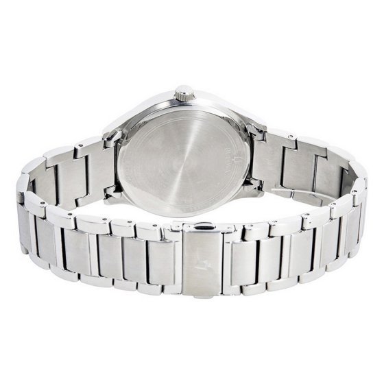 Pre-owned Bulova 96b184 Men's Black Dial Silver-tone Stainless Steel Quartz Dress Watch