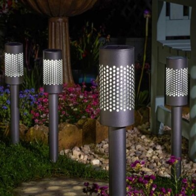 365SolSun Grey Outdoor Lighting Bright 10 Lumen Solar Powered Garden Stake Light