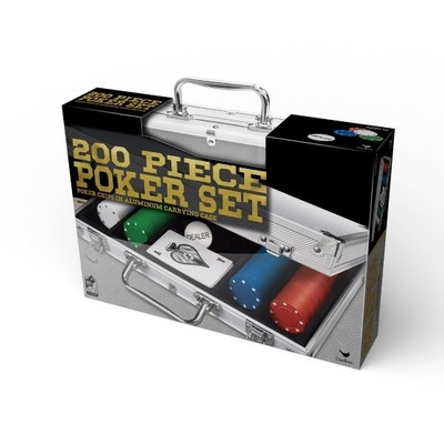 200pc Poker Set In Aluminum Case Dual-toned Poker Chips Take Anywhere Set 2Decks