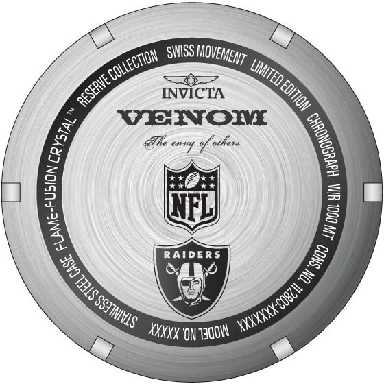 Pre-owned Invicta 33083 Venom Nfl Las Vegas Raiders Swiss Chronograph Watch 52.5mm