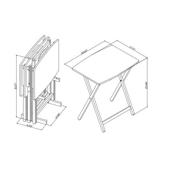 Set of 5 XL Oversized TV Trays Table Wood Home Folding Side Dinner Tray w/ Stand