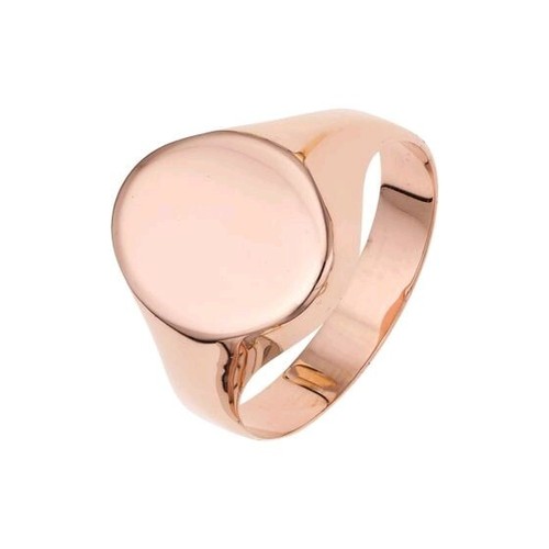 Pre-owned Teachers Jewelry 14k Rose Gold Signet Ring Oval Shape Diamond Cut Edge Size 7 Engravable