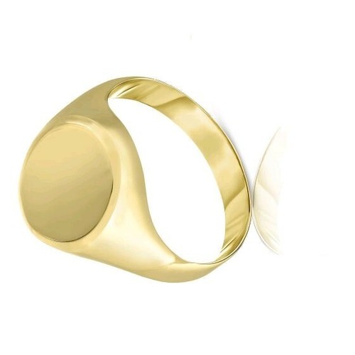 Pre-owned Teachers Jewelry 14k Yellow Gold Signet Ring Oval Shape Diamond Cut Edge Size 7 Engravable