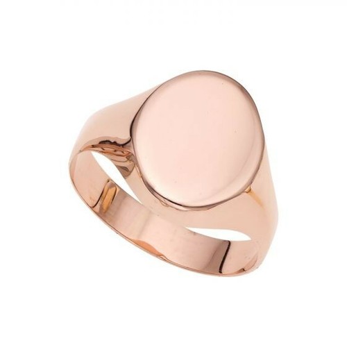 Pre-owned Teachers Jewelry 14k Rose Gold Signet Ring Oval Shape Diamond Cut Edge Size 7 Engravable