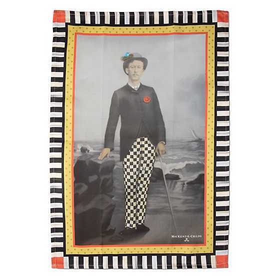 Brand New Mackenzie Childs Courtly Check A Man With A View Dish Towel
