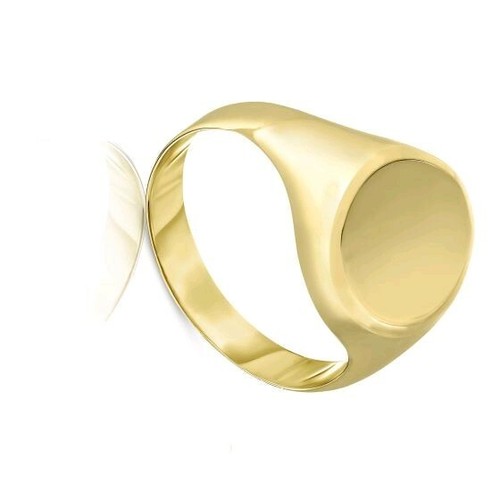 Pre-owned Teachers Jewelry 14k Yellow Gold Signet Ring Oval Shape Diamond Cut Edge Size 7 Engravable