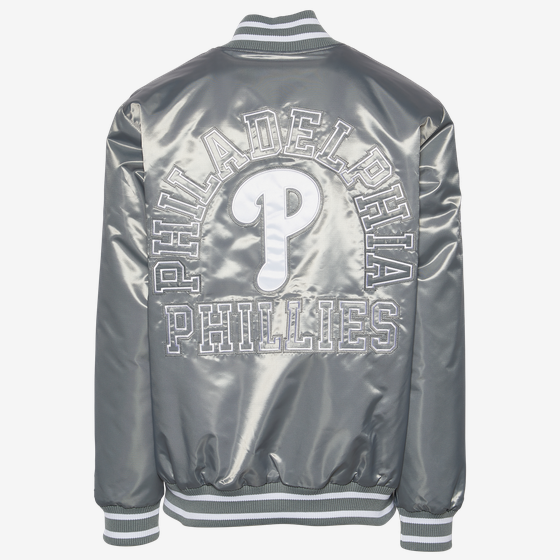 Philadelphia Phillies Starter Letter Jacket Satin Silver White Mens Size M Retro