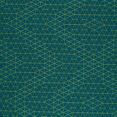 Designtex Net Kingfisher Teal & lime Cracked Tile  Geometric Upholstery Fabric