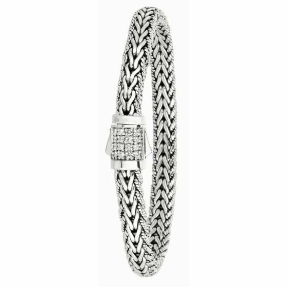 Pre-owned Phillip Gavriel Designer White Sapphire Bracelet Weave Design 7.50" Or 8.25"