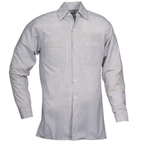 Striped Work Shirts Industrial Uniform Mechanic Long Sleeve Reed Polyblend