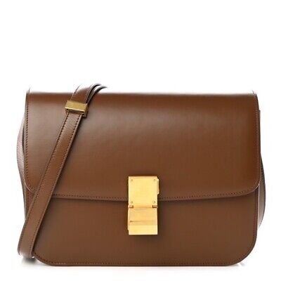 Celine Classic Box Bag Smooth Leather Medium Brown Brand New With Box