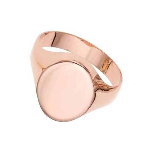 Pre-owned Teachers Jewelry 14k Rose Gold Signet Ring Oval Shape Diamond Cut Edge Size 7 Engravable