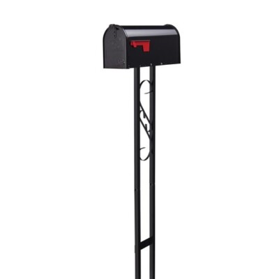 NEW Black Steel Post Mount Mailbox Kit Complete Set w/ Hardware Modern Design