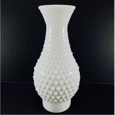 WHITE 9.5'' x 3'' OPAL LAMP CHIMNEY Hobnail MILK GLASS Hurricane Oil Shade 10906