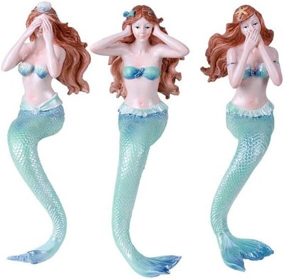 Pacific Giftware Under The Sea Ocean Hear See Speak no Evil Mermaids Resin Figur