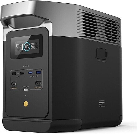 EcoFlow Delta 2 portable power station with two Rich Solar
