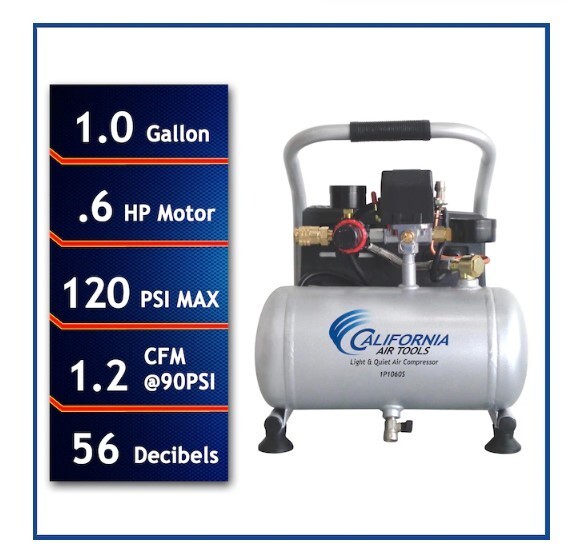 Light And Quiet 1- Gallons Portable 120 Psi Horizontal Home
