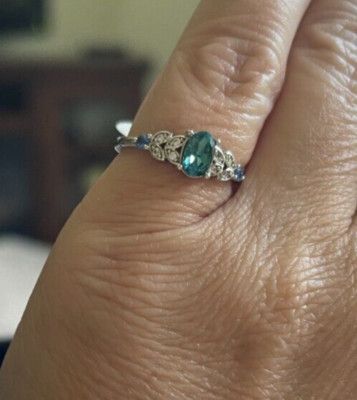 NWT Fragrant Jewels Silver Tone SERENITY Blue Crystal Stone Ring Size 6