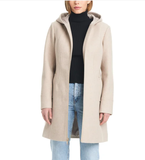 Trending Vince Camuto hooded faux wool women's zip Jacket