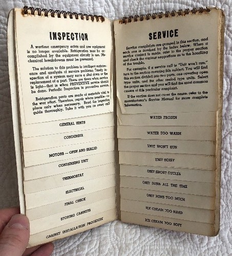 Vintage Trouble Shooter's Guide for Ice Cream Cabinet Service Men Instruction