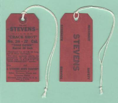 J. Stevens Model 26 Crackshot Hang Tag Reproduction