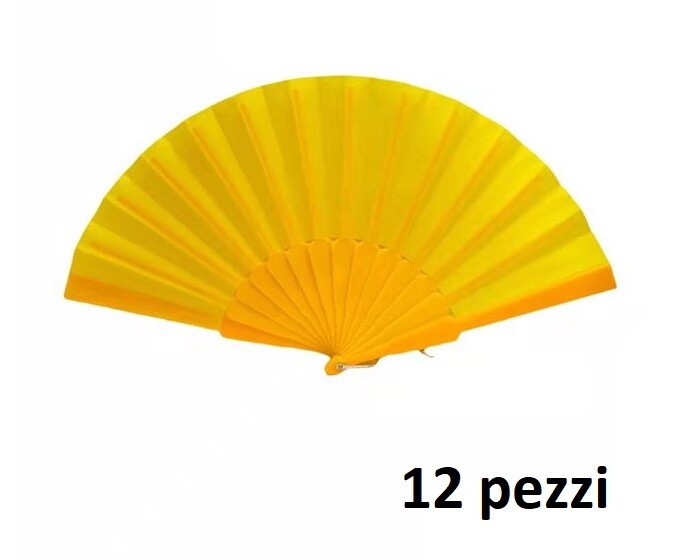 Set 12 Pezzi Ventaglio Tessuto Giallo Feste Matrimonio Caldo Estate bal