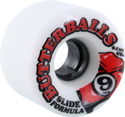 SECTOR 9 SLIDE BUTTERBALLS 61mm 80a WHT W/RED/BLK WHEELS SET