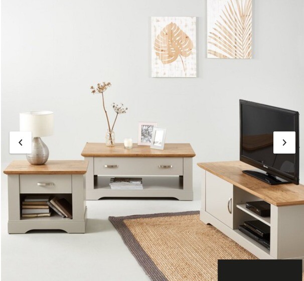 Cornwall 3 Piece Living Room Furniture Set in Grey/Oak ...