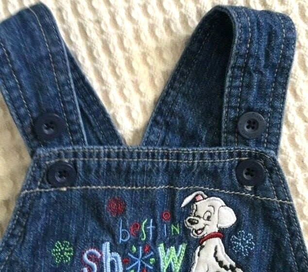 Disney Baby  blue 101 Dalmatians Lucky Best In Show Overalls Sz 3-6 Months GUC