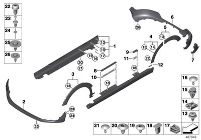 MINI CLUBMAN F54 PARE CHOC ARRIERE BANDE NOIRE DROITE O/S 51127379908 NEUF...