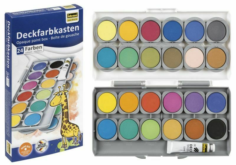 Deckfarbkasten Malkasten Set Tuschkasten Wasserfarben Farben Farbkasten Deckweiß