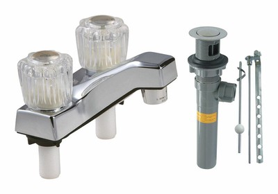 Home Plus  Traditional  Two Handle  Lavatory Pop-Up Faucet  4 in. Chrome