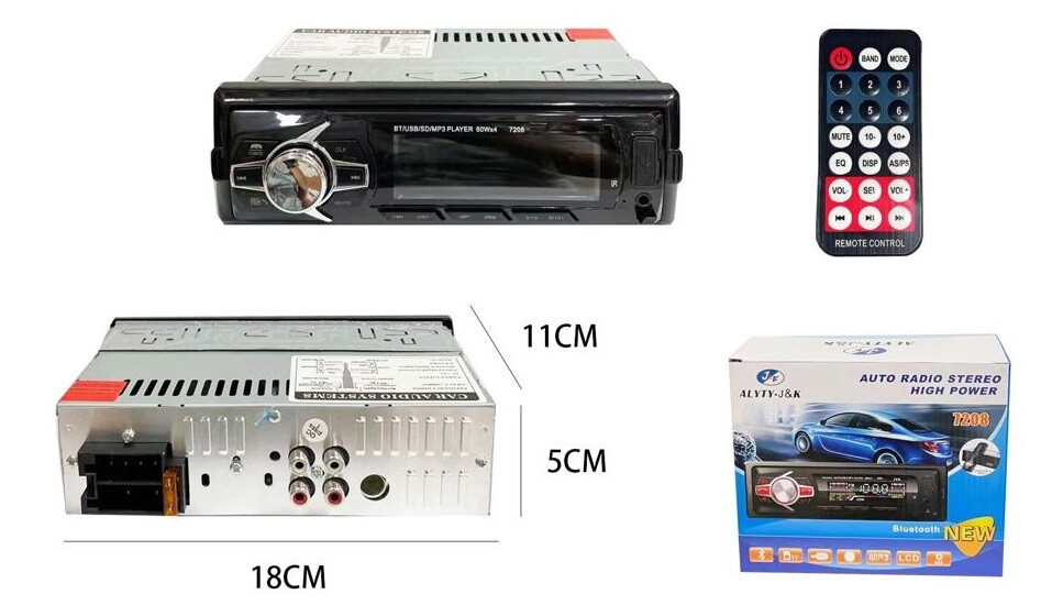 Sintolettore Autoradio Lettore Mp3 Bluetooth Aux Usb 60wx4 7208 cir