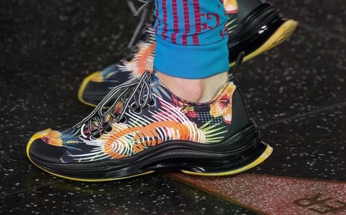 Pre-owned Gucci Run Knit Low Top Sneaker Black Floral Print Shoes Us 10.5 $920 In Multicolor