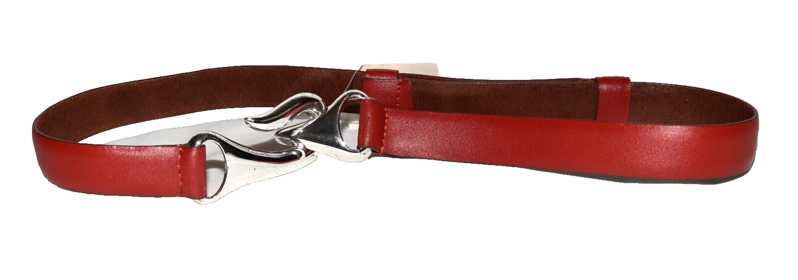 Chicos Captain Hook Red Leather Hook Clasp Trouser Belt Size
