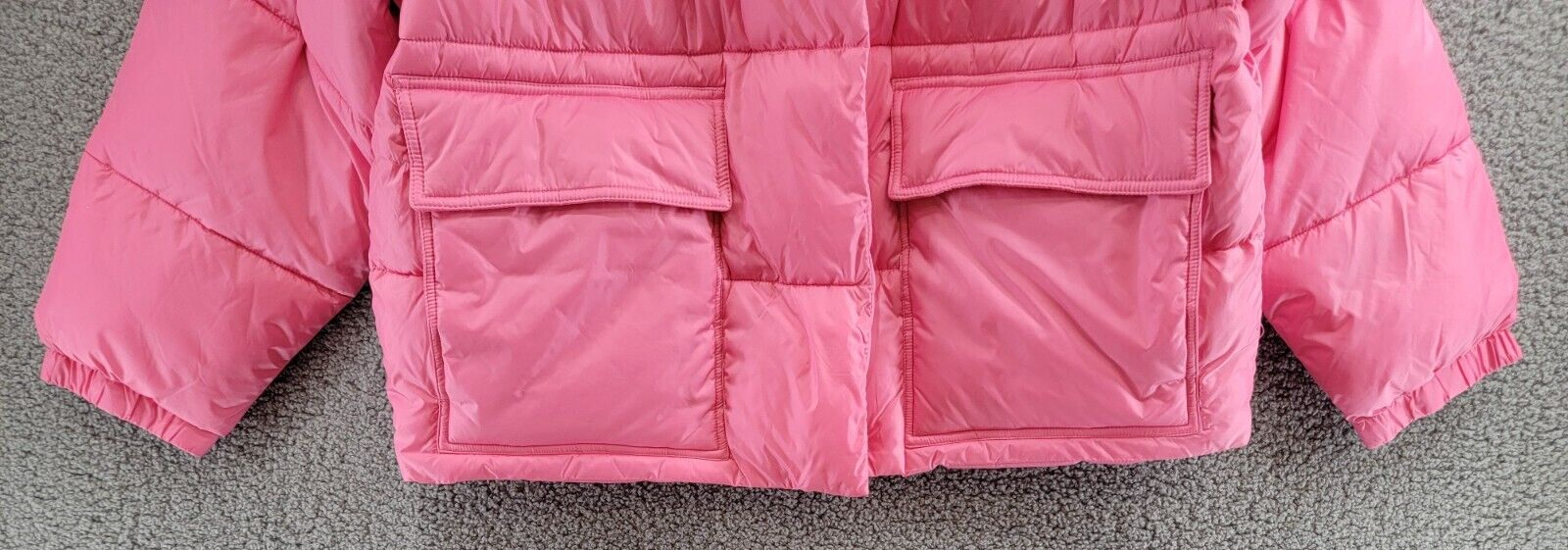 AQUA Cire Wonder Short Puffer Jacket Women's L Punch Pink Zip/Snap Closure L/S~ - Picture 4 of 17