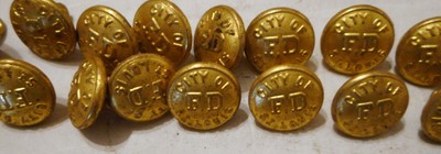 LOT OF 125 USED CITY OF ST LOUIS FIRE DEPARTMENT  BRASS COAT BUTTONS